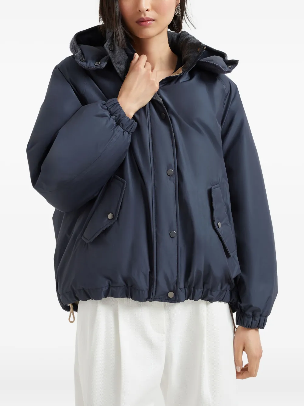 Brunello Cucinelli hooded padded jacket Blauw