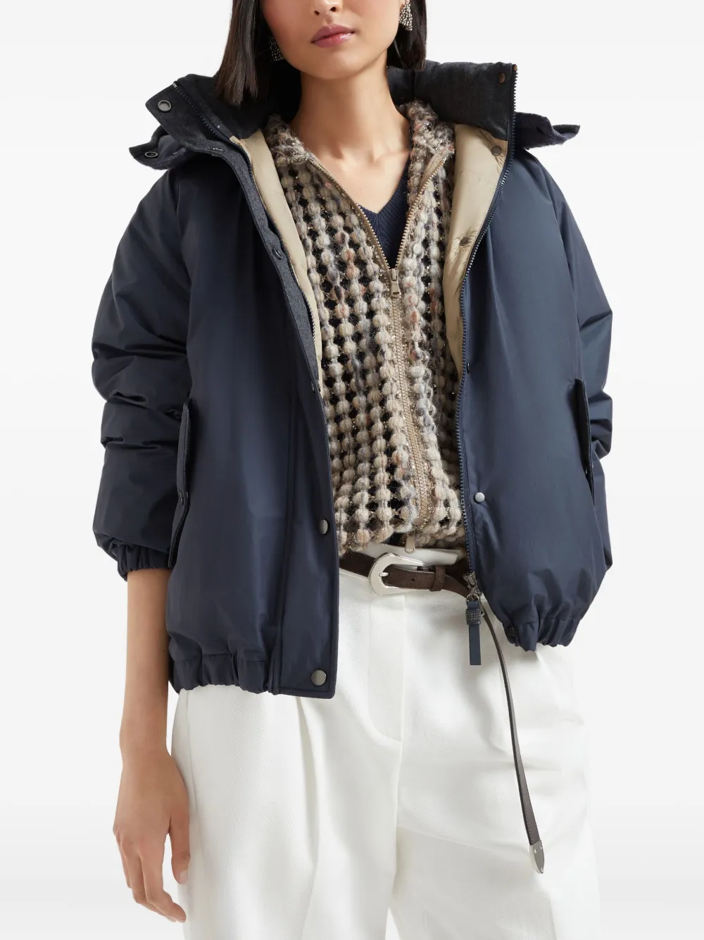 Brunello Cucinelli hooded padded jacket Blauw