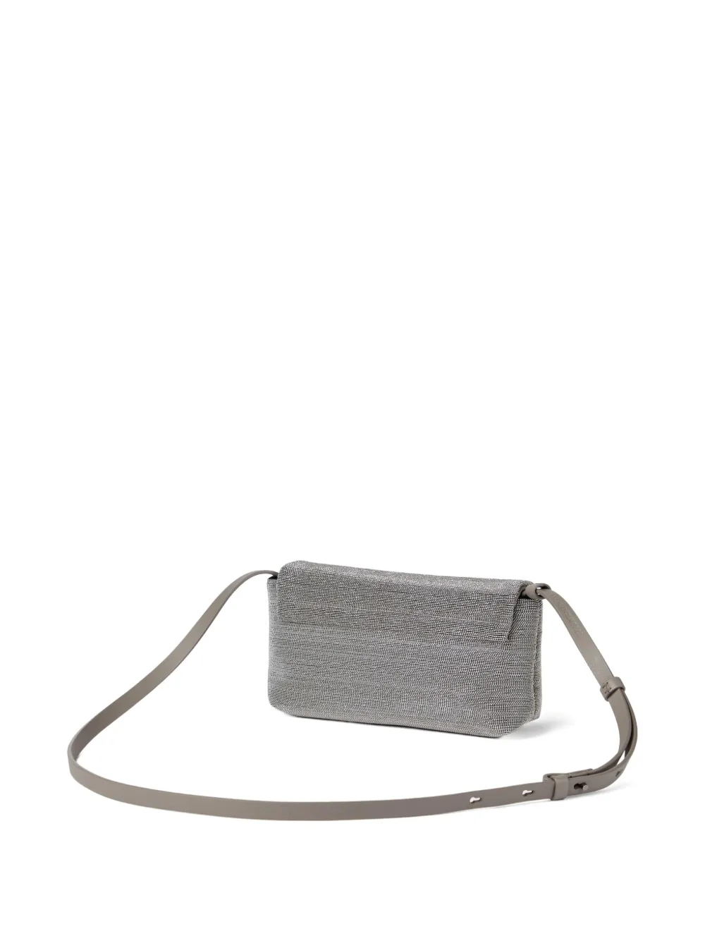 Brunello Cucinelli Monili-embellished leather cross body bag Grijs