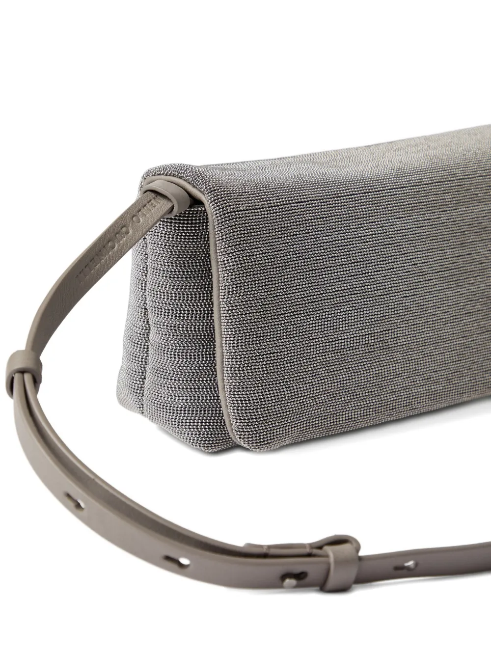 Brunello Cucinelli Monili-embellished leather cross body bag Grijs