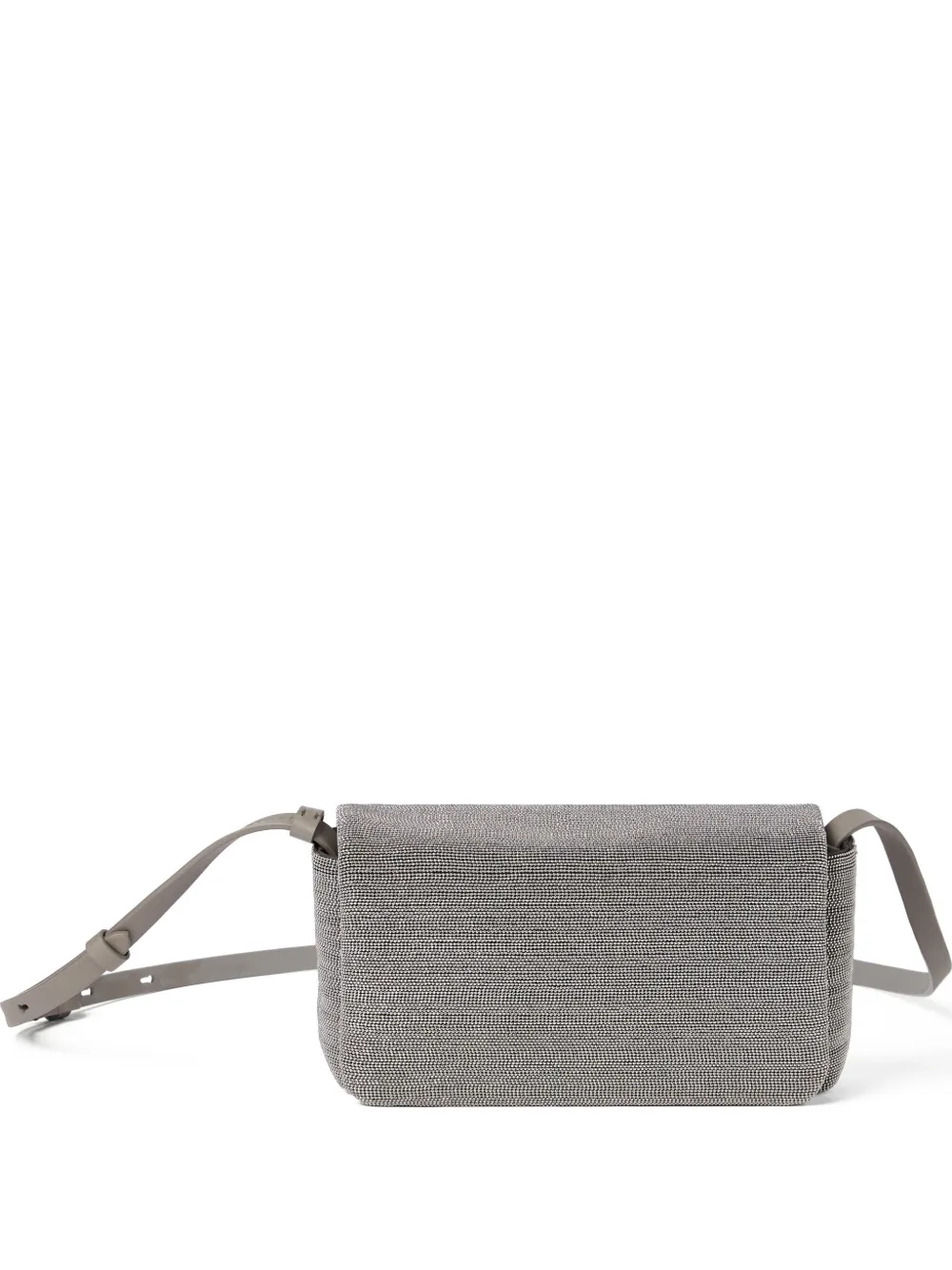 Brunello Cucinelli Monili-embellished leather cross body bag Grijs
