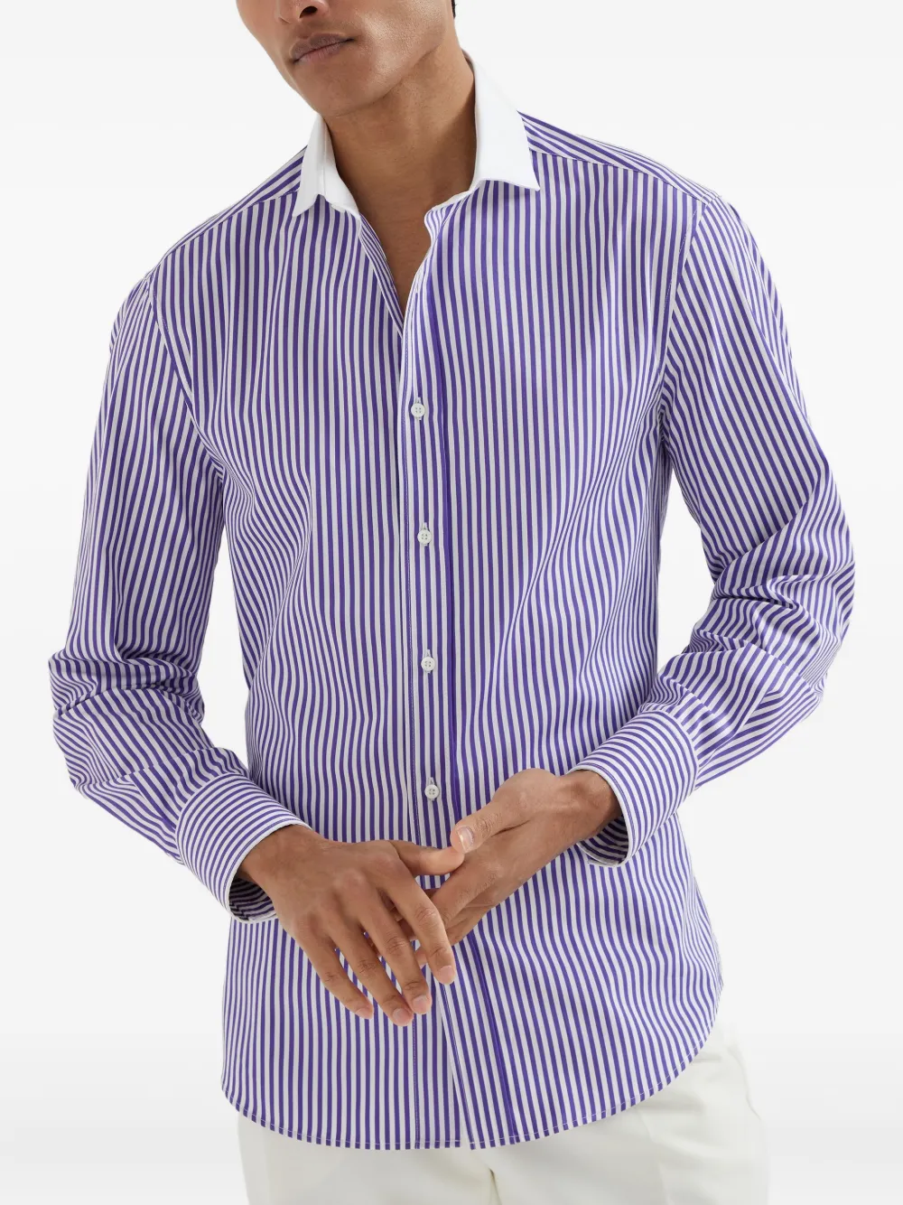 Brunello Cucinelli Gestreept overhemd Blauw