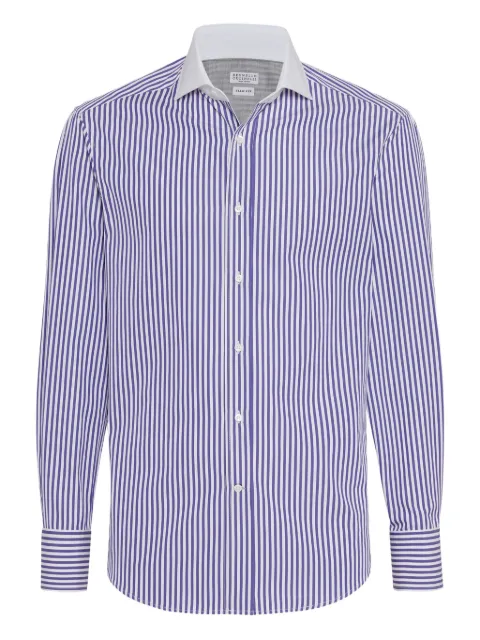 Brunello Cucinelli camisa con rayas estampadas
