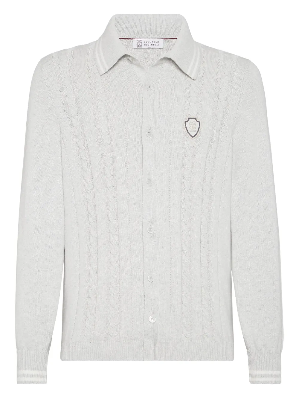 Brunello Cucinelli Cardigan in maglia a trecce - Grigio