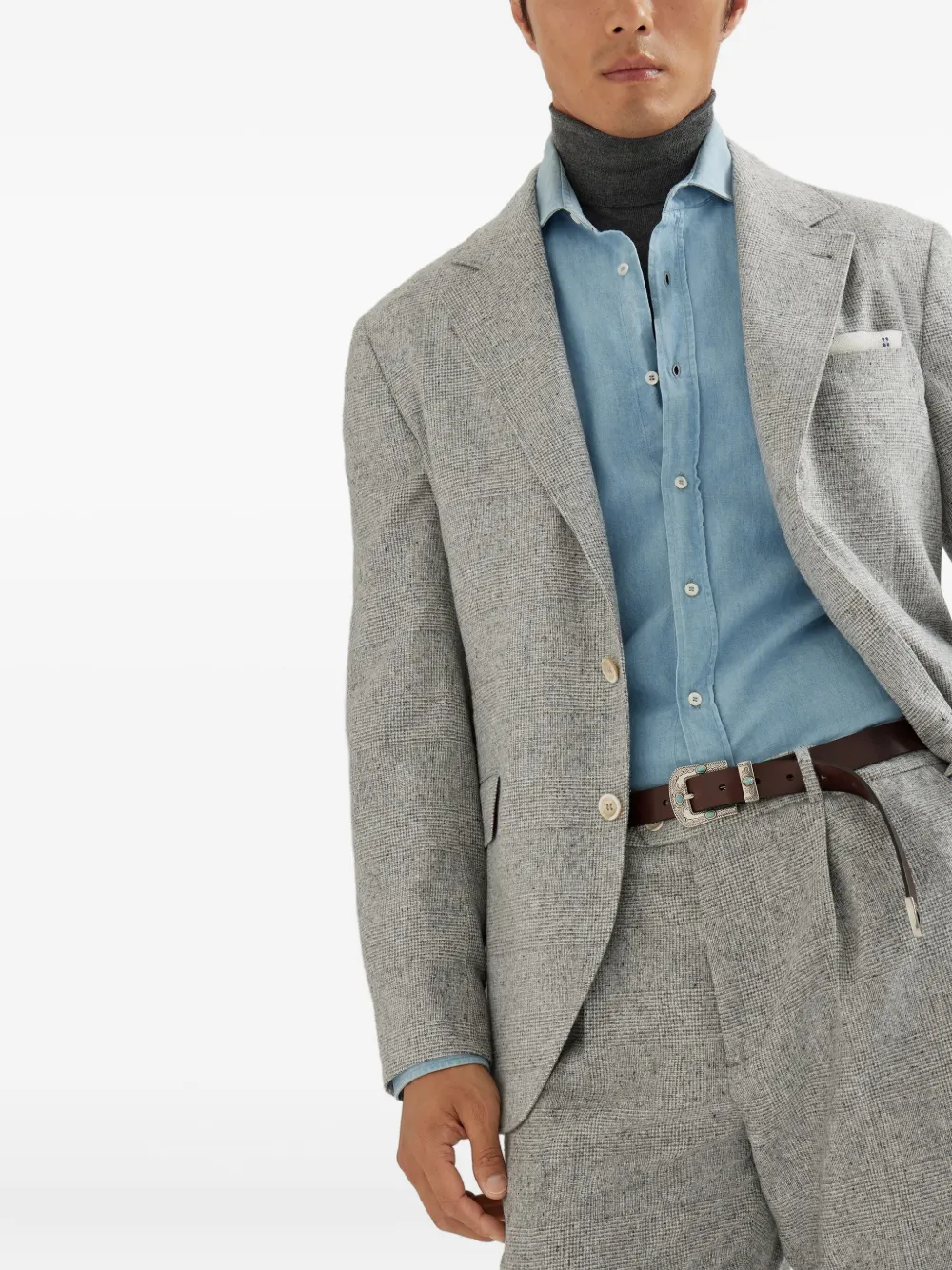 Brunello Cucinelli Blazer met drie knopen Grijs