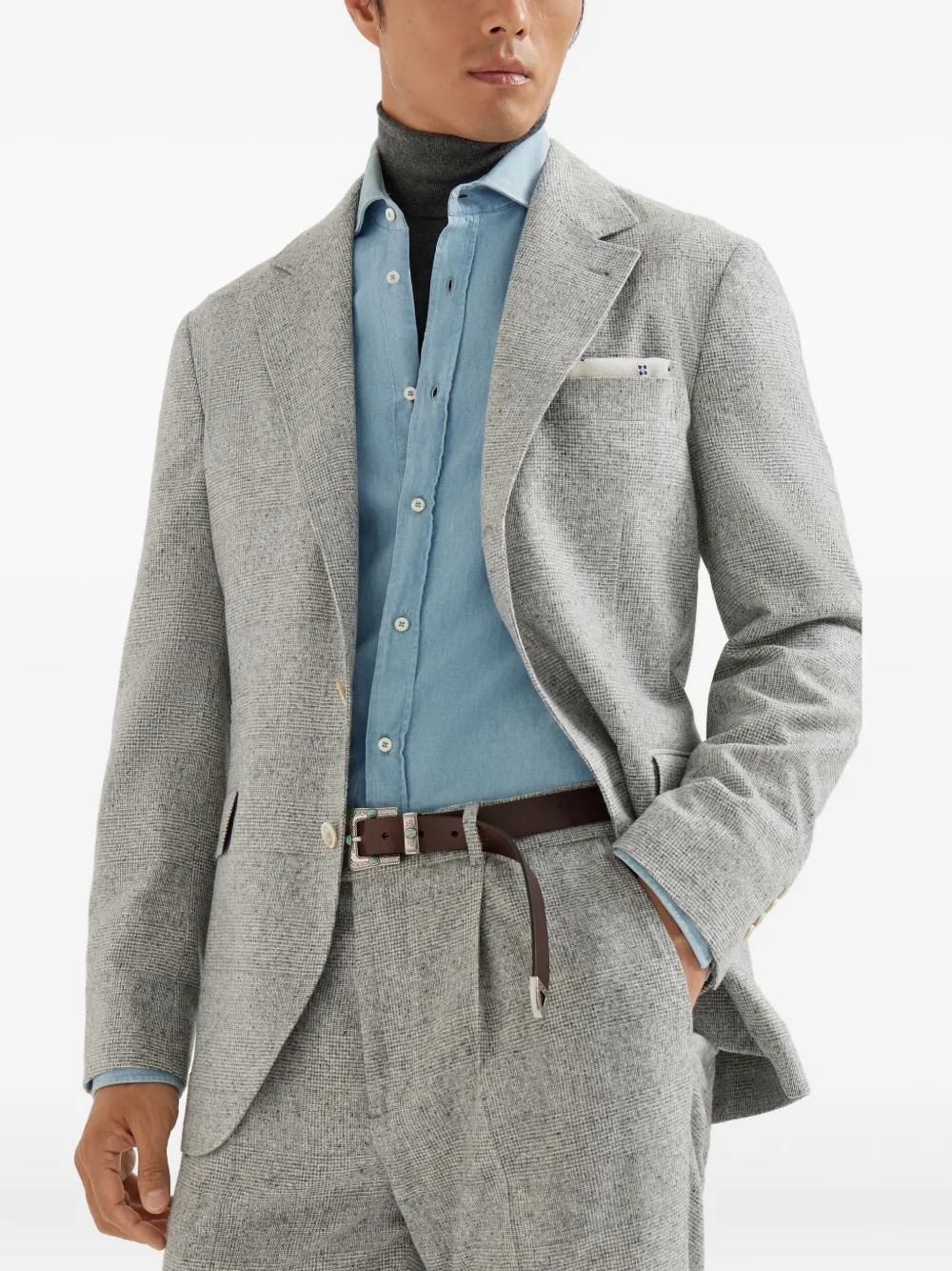 Brunello Cucinelli Blazer met drie knopen Grijs