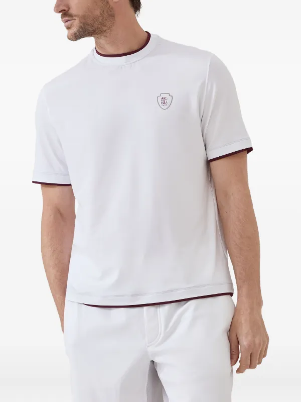 Brunello Cucinelli logo-plaque crew-neck T-shirt | White | FARFETCH JO