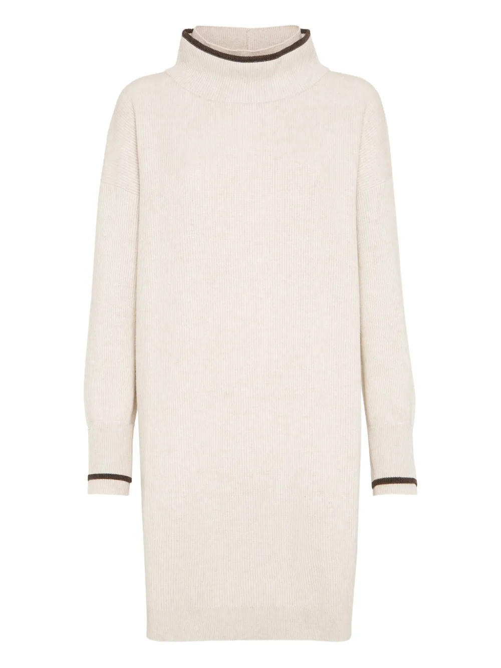 Brunello Cucinelli ribbed high-neck dress Beige