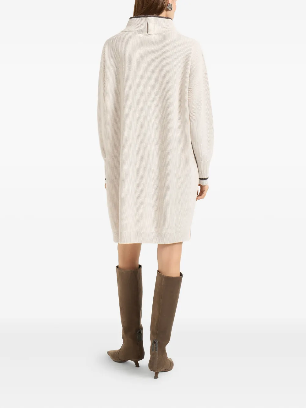 Brunello Cucinelli ribbed high-neck dress Beige