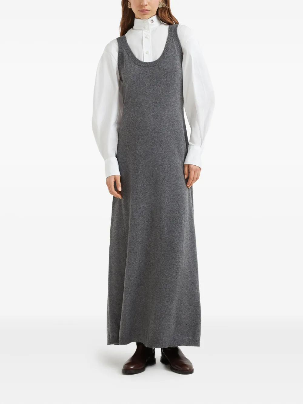 Brunello Cucinelli round-neck knit dress Grijs