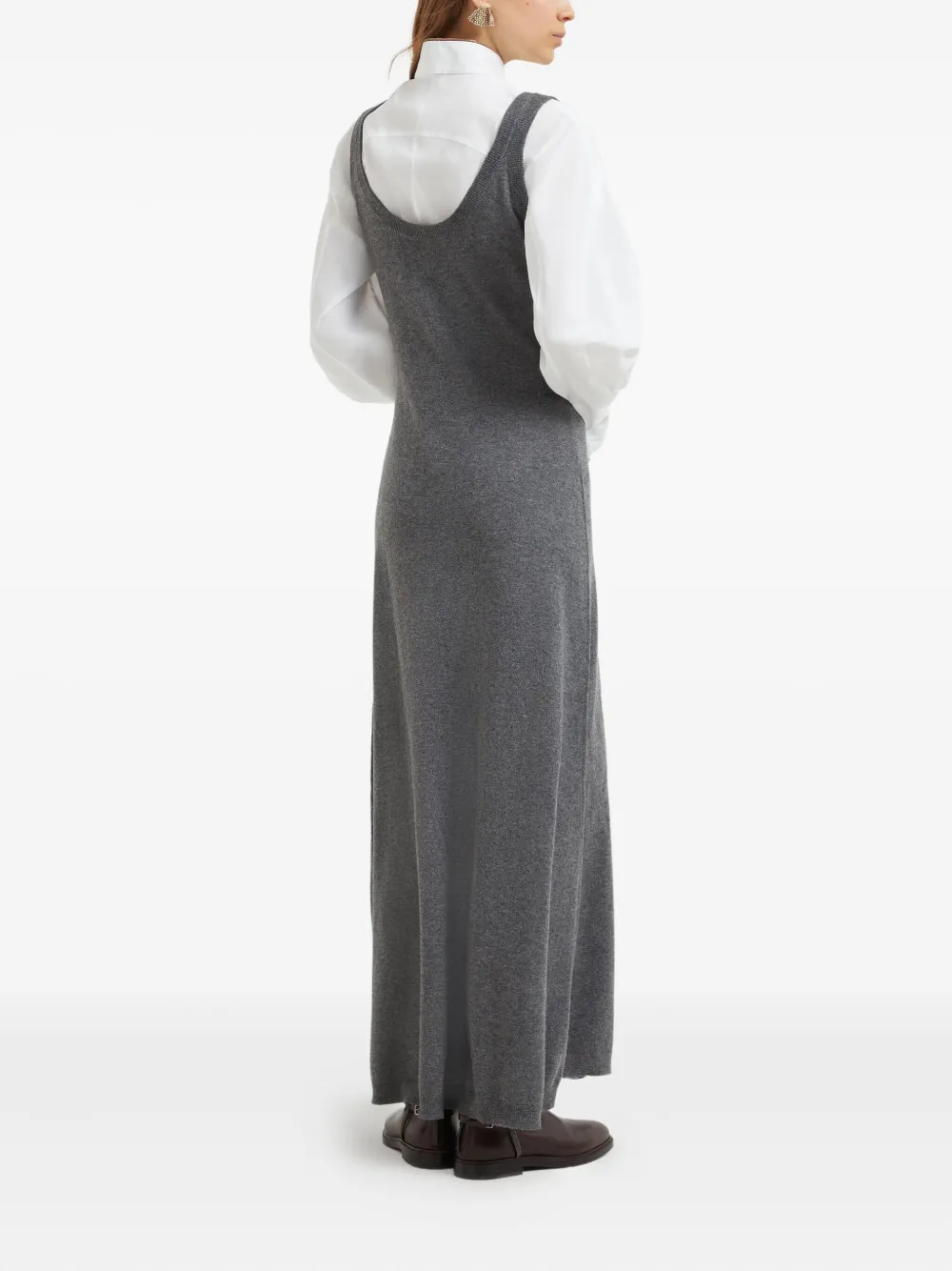Brunello Cucinelli round-neck knit dress Grijs