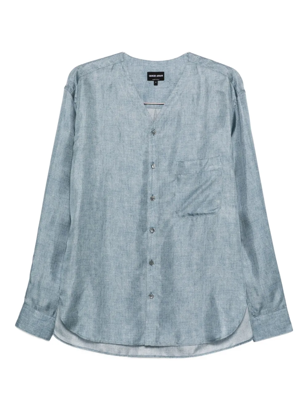 Giorgio Armani Overhemd met V-hals en knoopsluiting Blauw