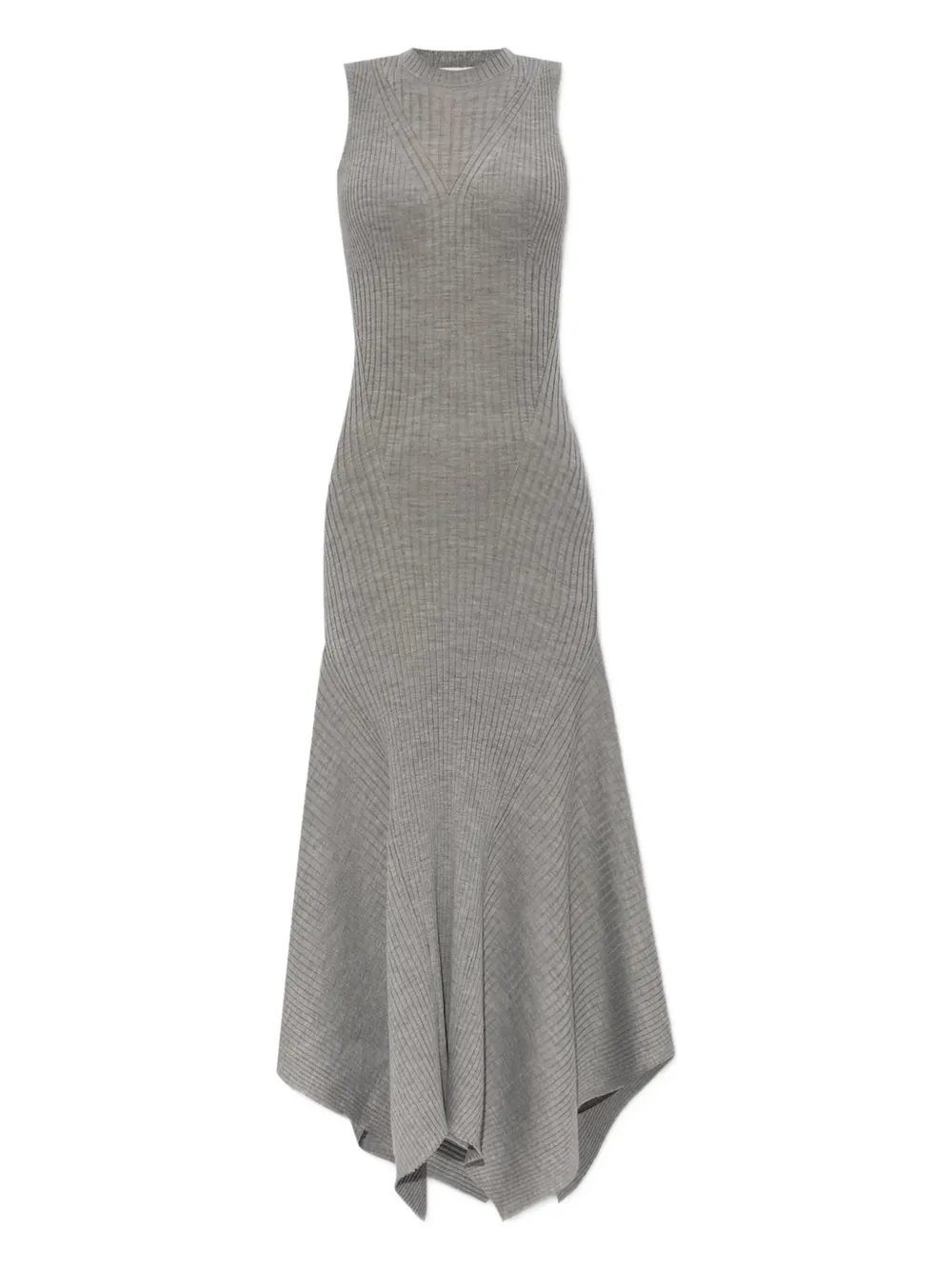 Ami Alexandre Mattiussi Godet Ribbed Asymmetric Dress In Gray