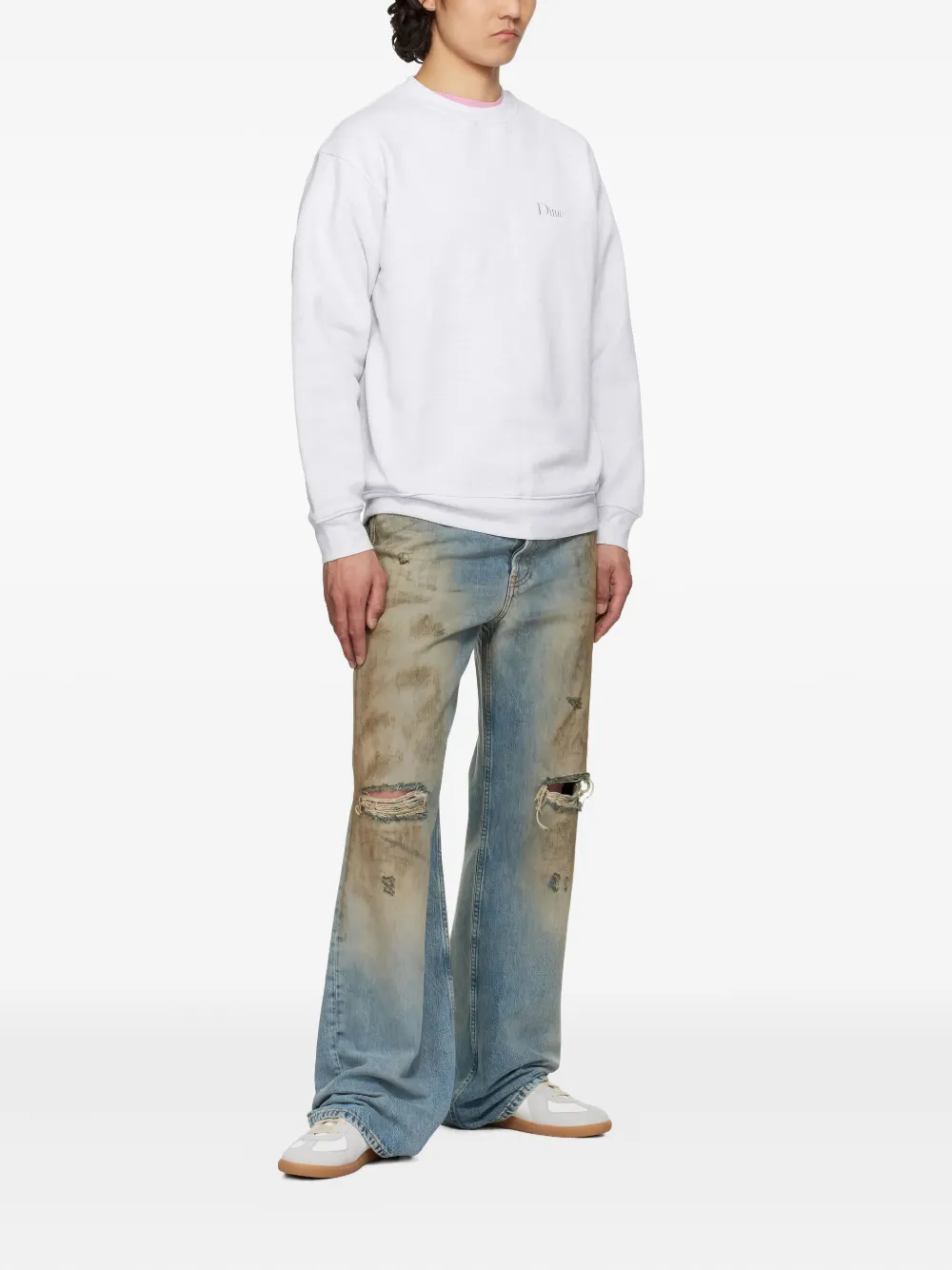 Dime Small-logo Crew-neck Sweatshirt In White
