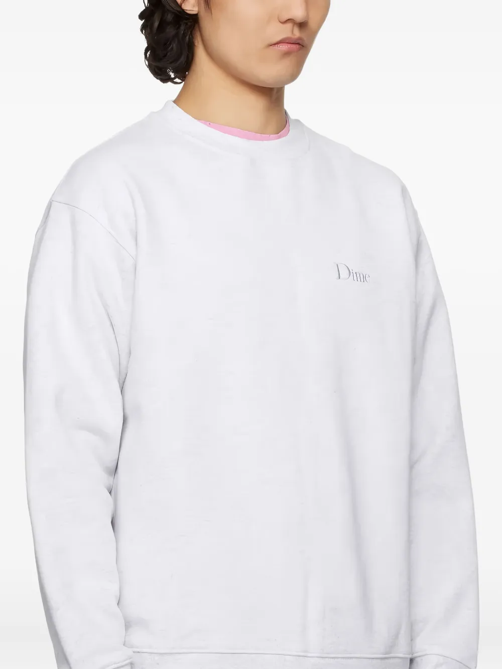 Dime Small-logo Crew-neck Sweatshirt In White