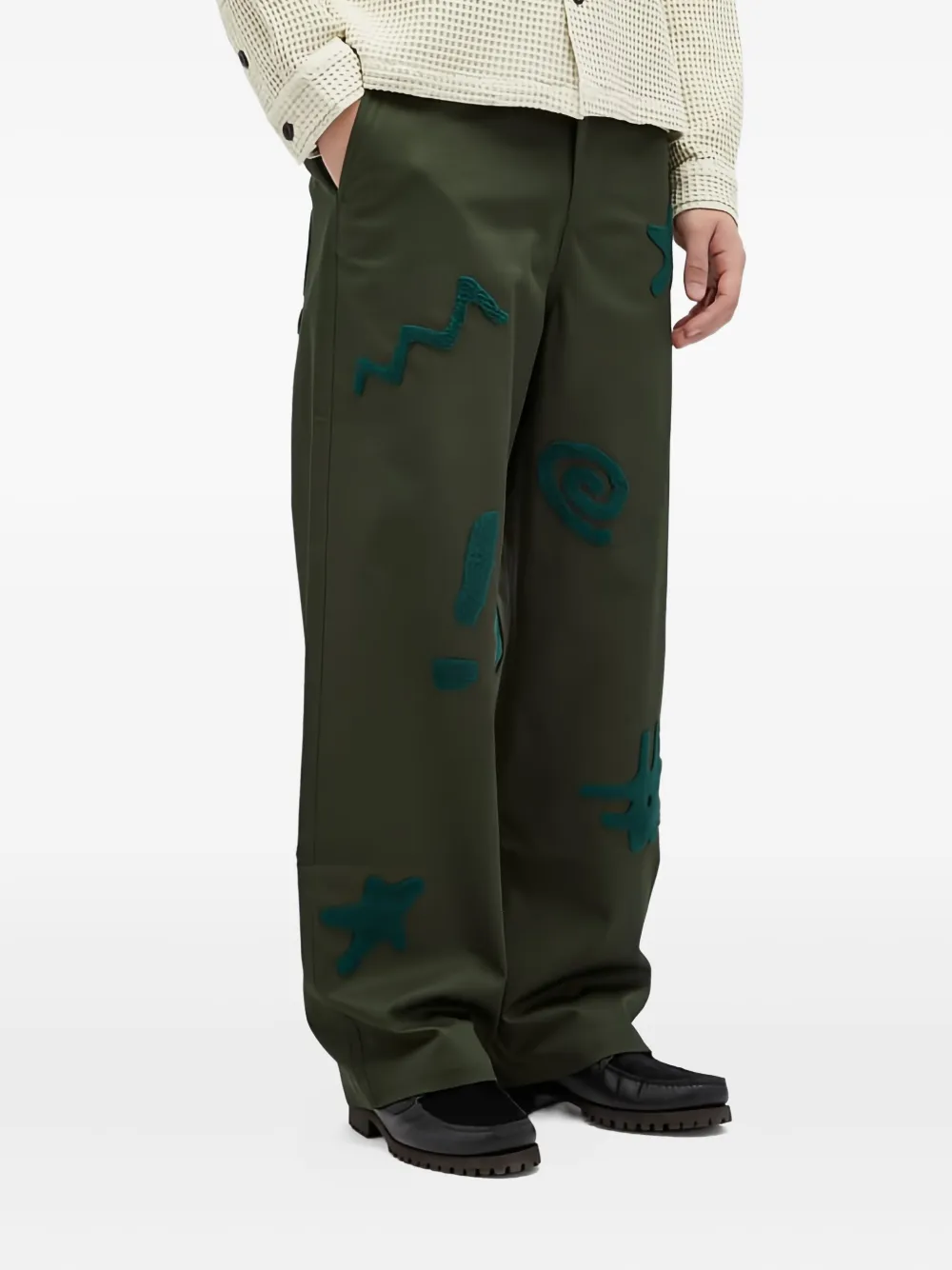 Brain Dead Chenille-embroidered Trousers In Green