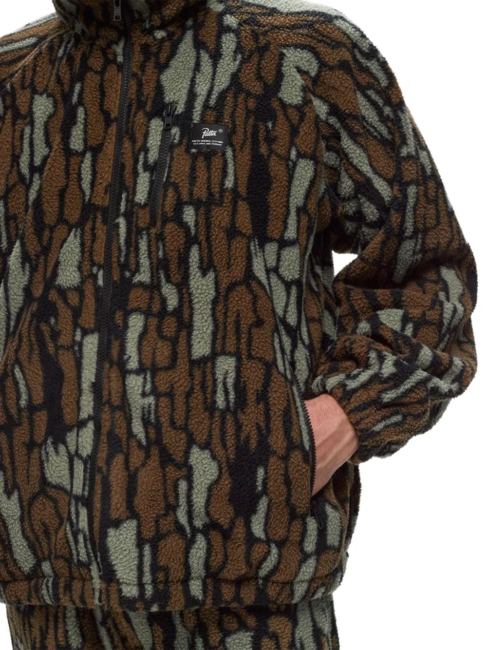 Patta Fleece Bark-print Jacket In Multi