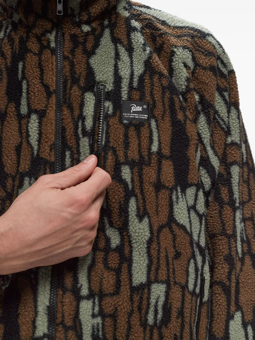 PATTA Fleece jack met print Zwart