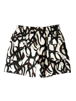MASU flocky-web Pleated Shorts | Black | FARFETCH CA