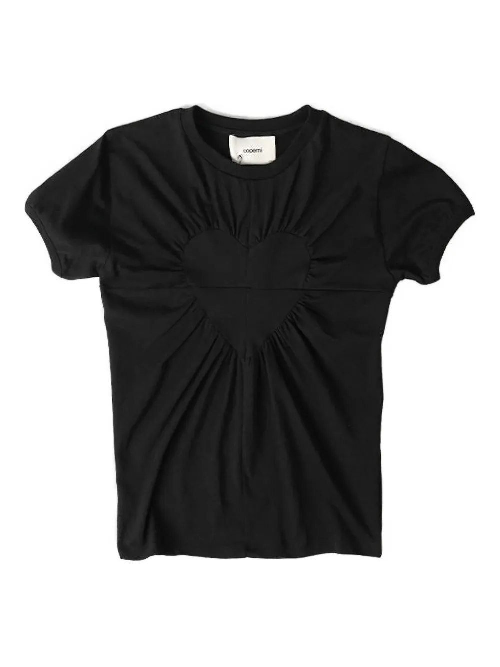 Coperni Heart Gathered T-shirt In Black