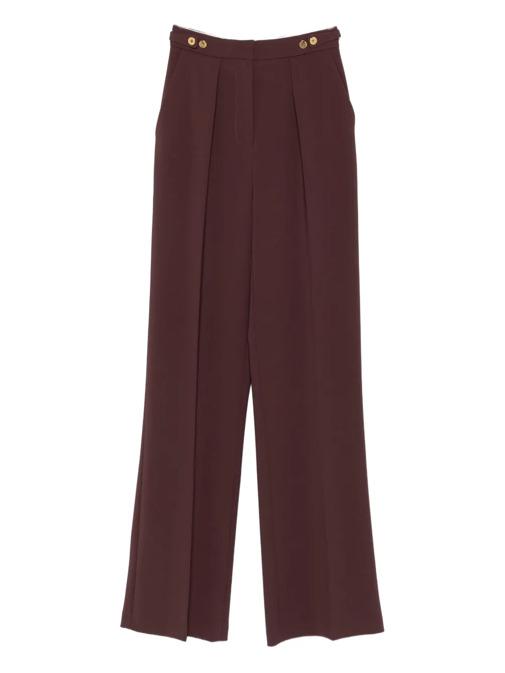 Elisabetta Franchi Pleated Button-detailing Straight Trousers In Black