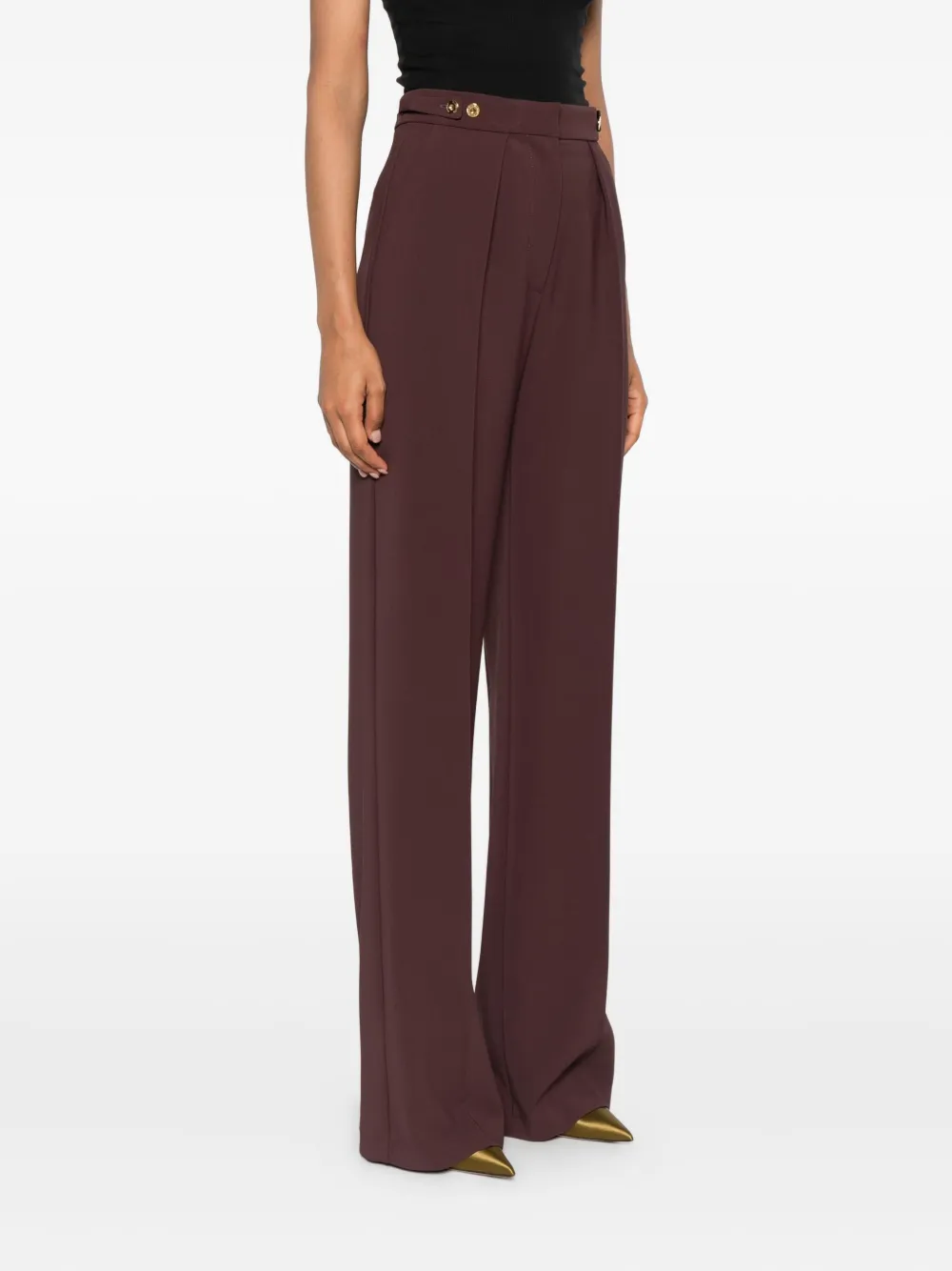 Elisabetta Franchi Pleated Button-detailing Straight Trousers In Black