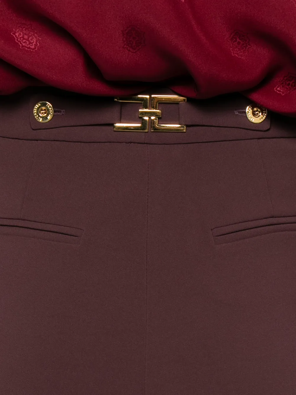 Elisabetta Franchi Pleated Button-detailing Straight Trousers In Black