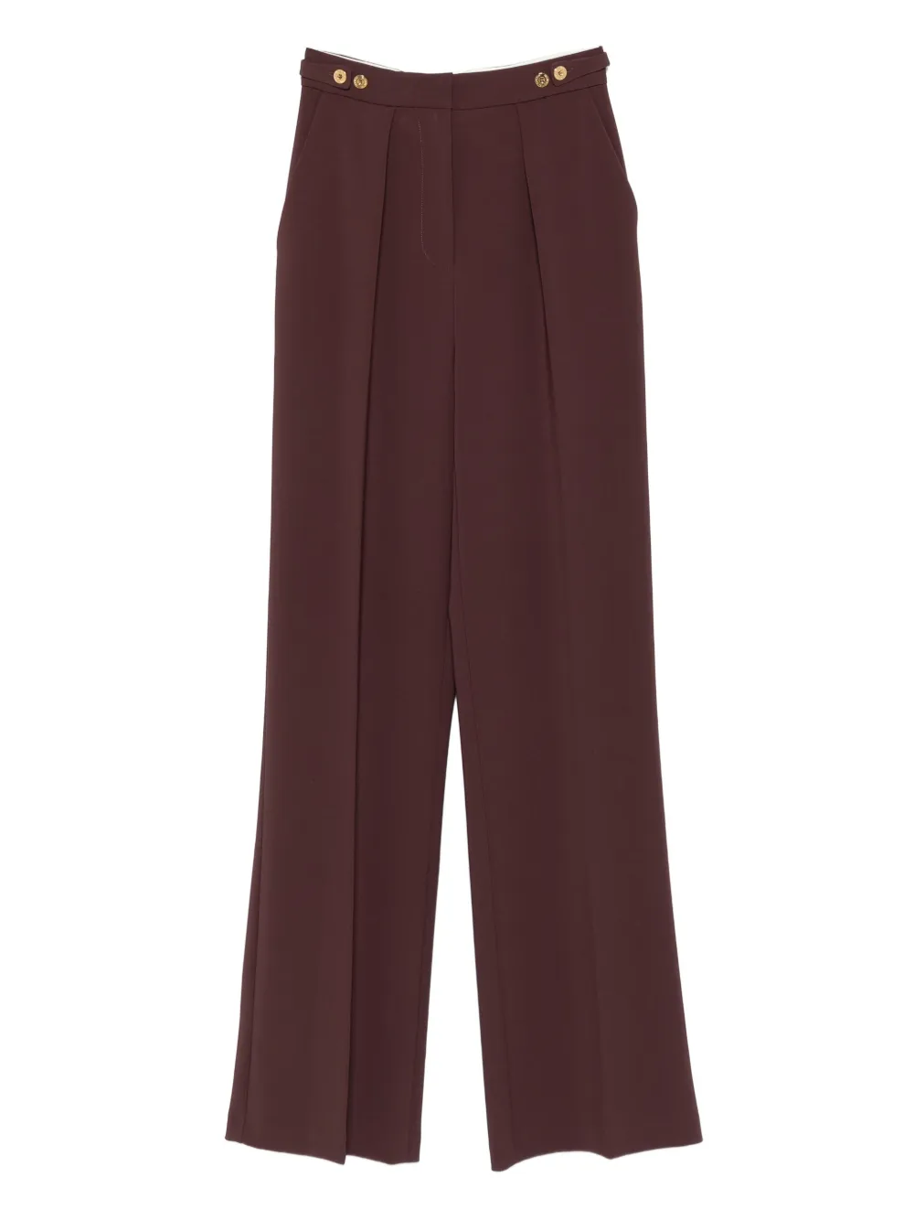 Elisabetta Franchi pleated button-detailing straight trousers | Red | Image 1