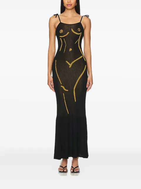 House of Sunny فستان بتطريز تمثال