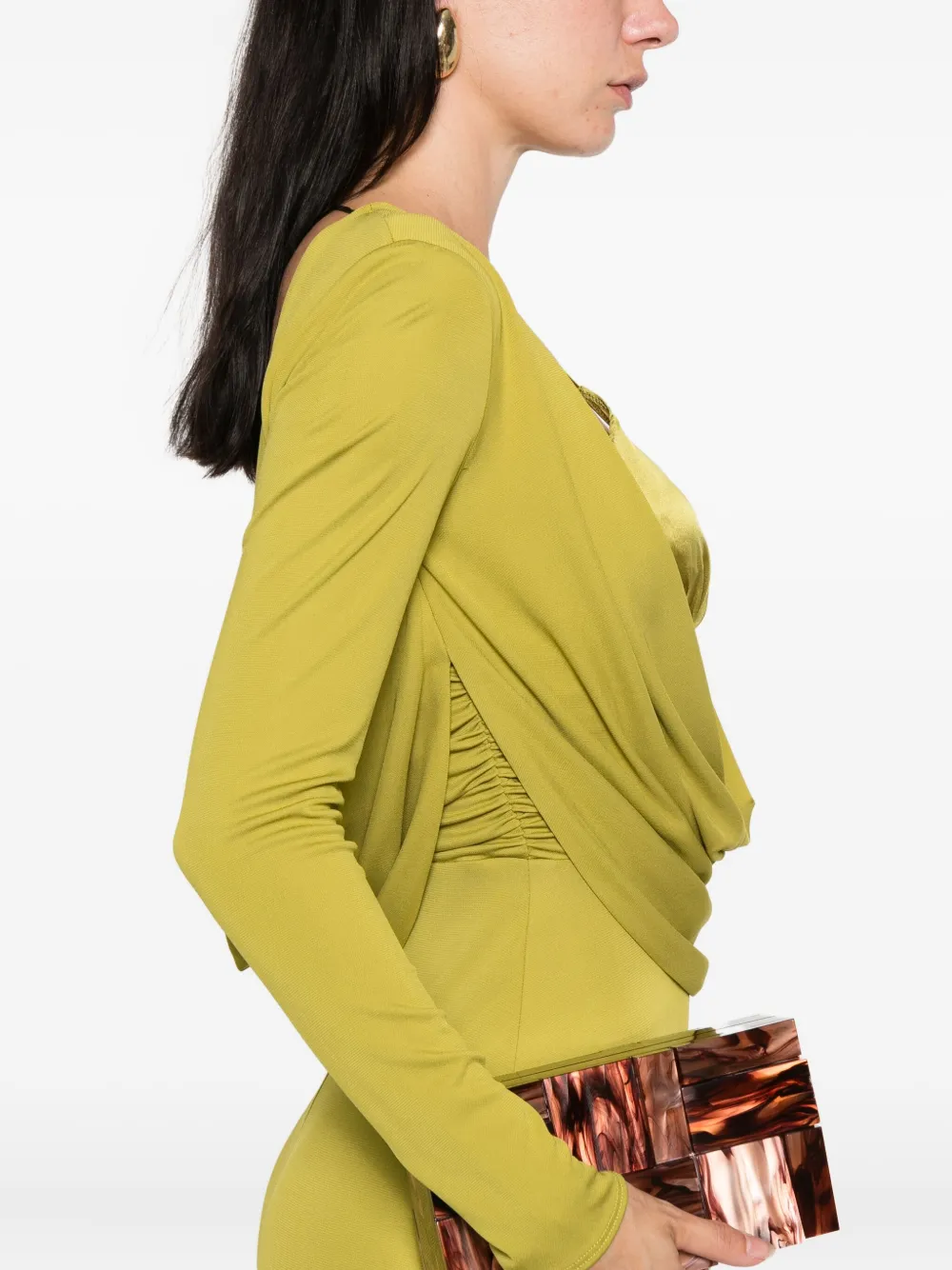 Elisabetta Franchi cowl-neck long dress Groen