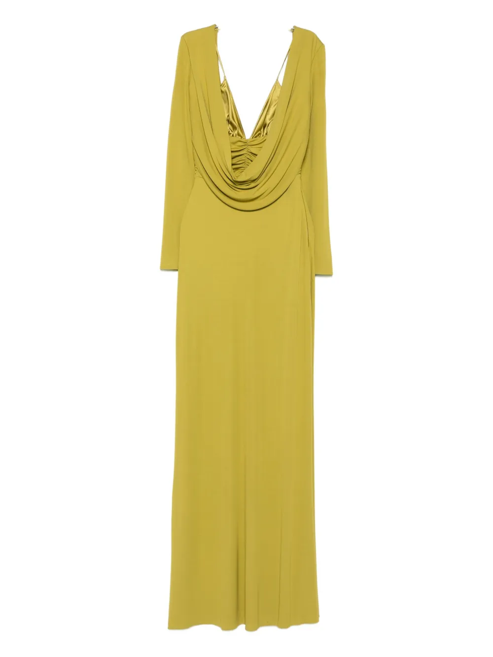 Elisabetta Franchi cowl-neck long dress Groen