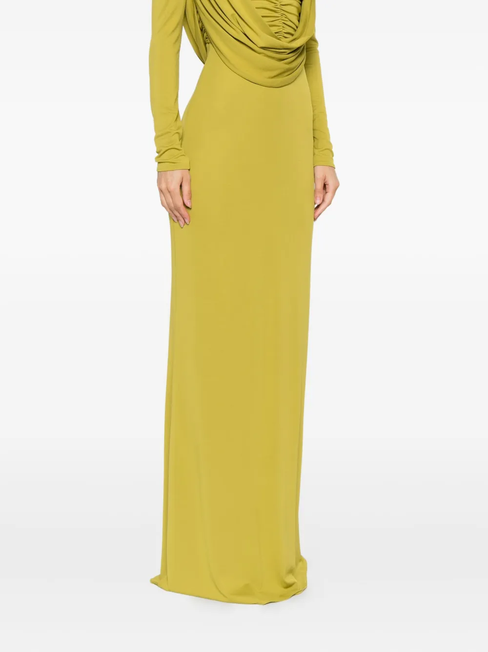 Elisabetta Franchi cowl-neck long dress Groen