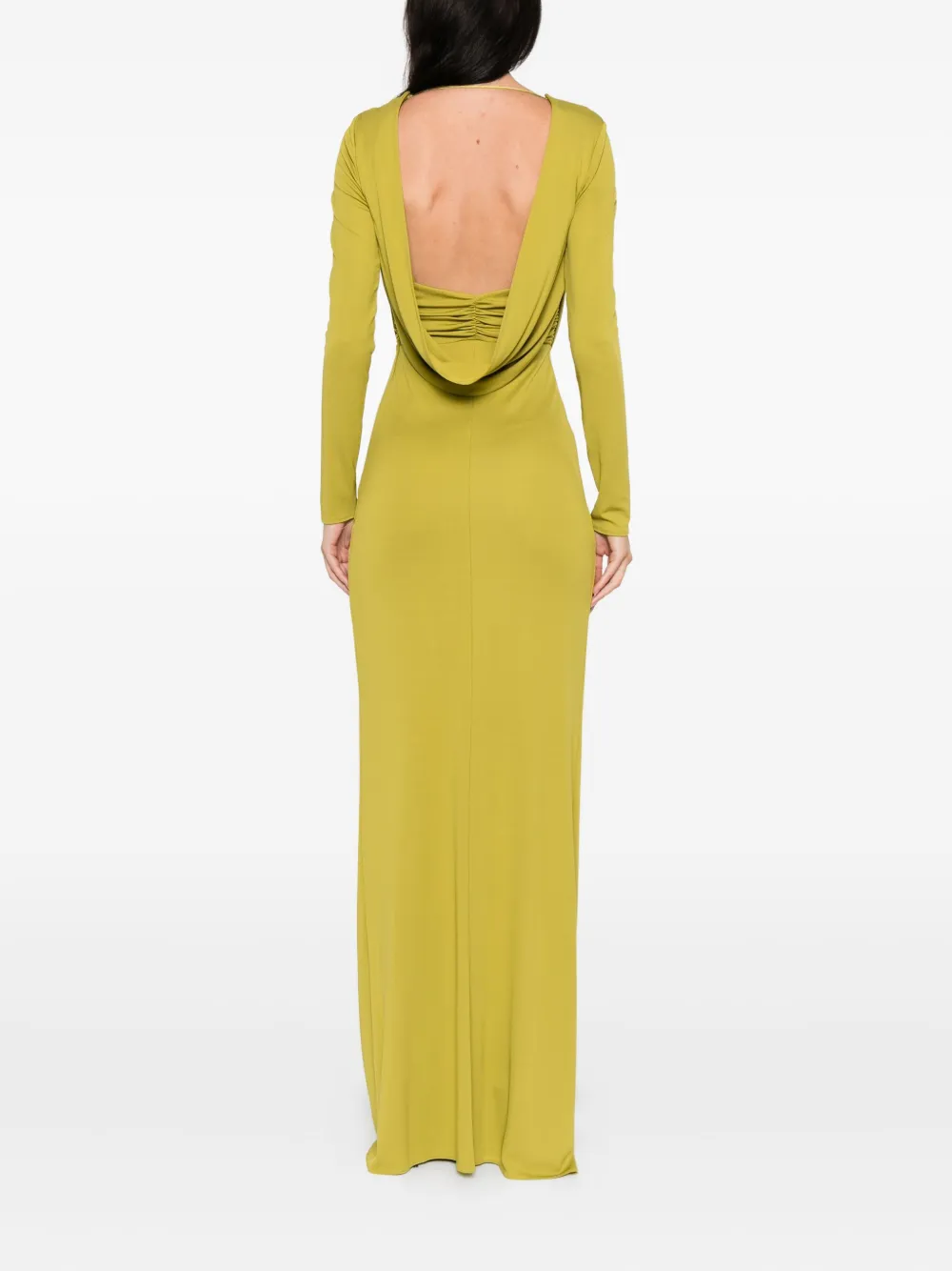 Elisabetta Franchi cowl-neck long dress Groen