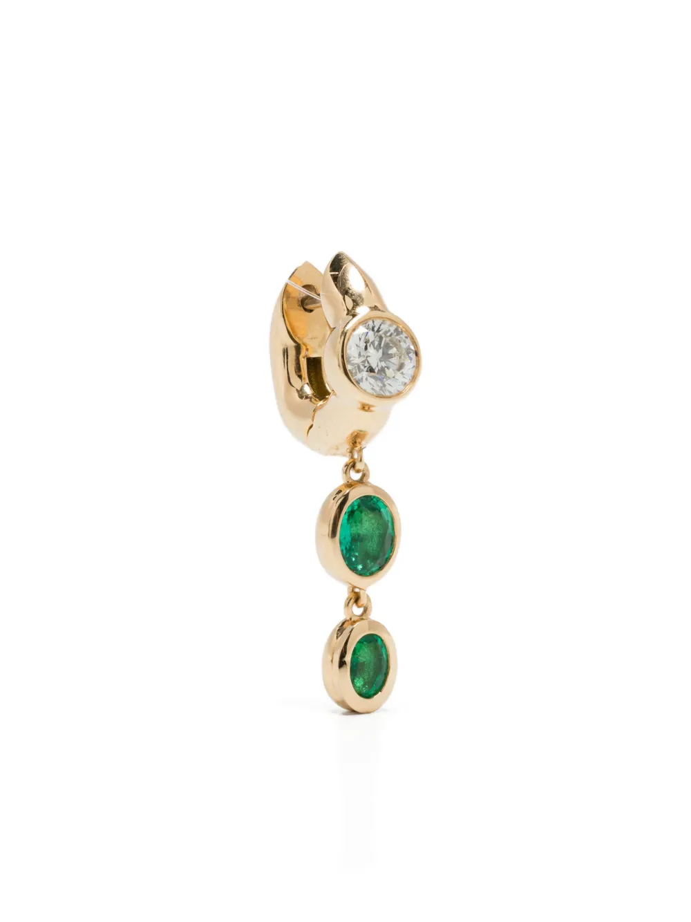 Uniform Object 18kt Yellow Gold Tusk Emerald Hoop Earrings In Gold