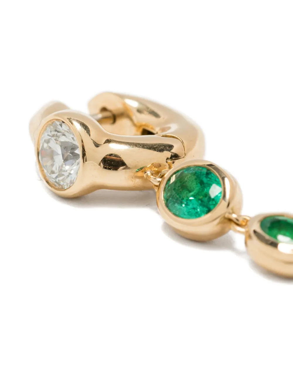 Uniform Object 18kt Yellow Gold Tusk Emerald Hoop Earrings In Gold