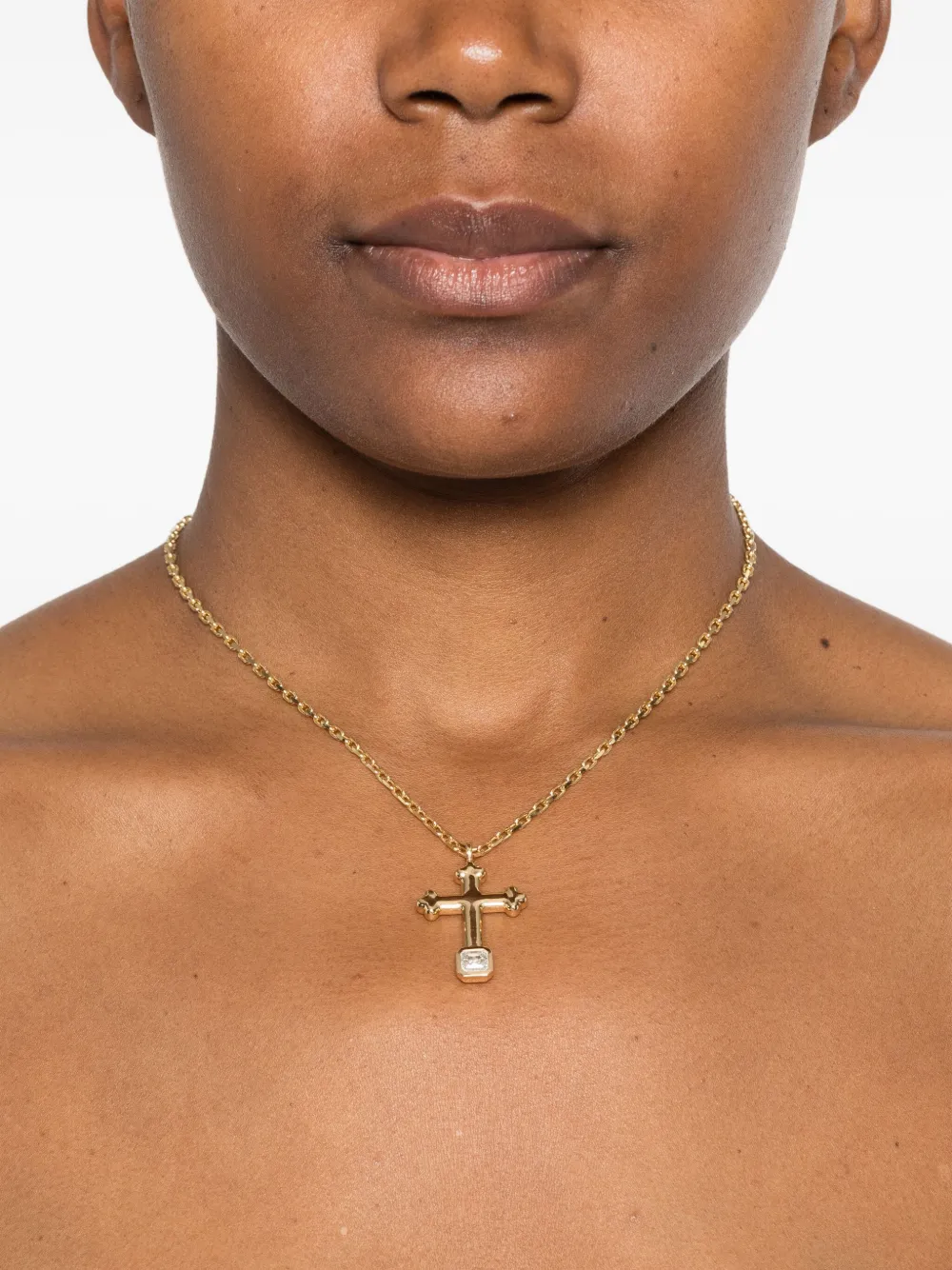 Uniform Object 18kt Yellow Gold Cross Diamond Necklace In Gold