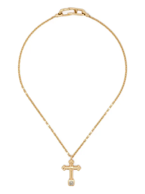 Uniform Object 18kt Yellow Gold Cross Diamond Necklace