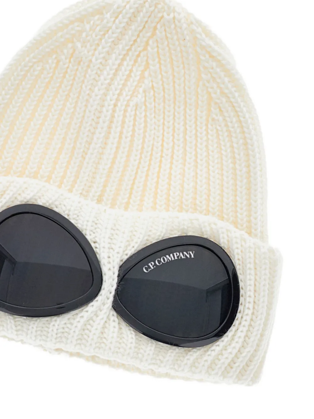 C.P. Company U16 goggle-detail ribbed beanie Beige