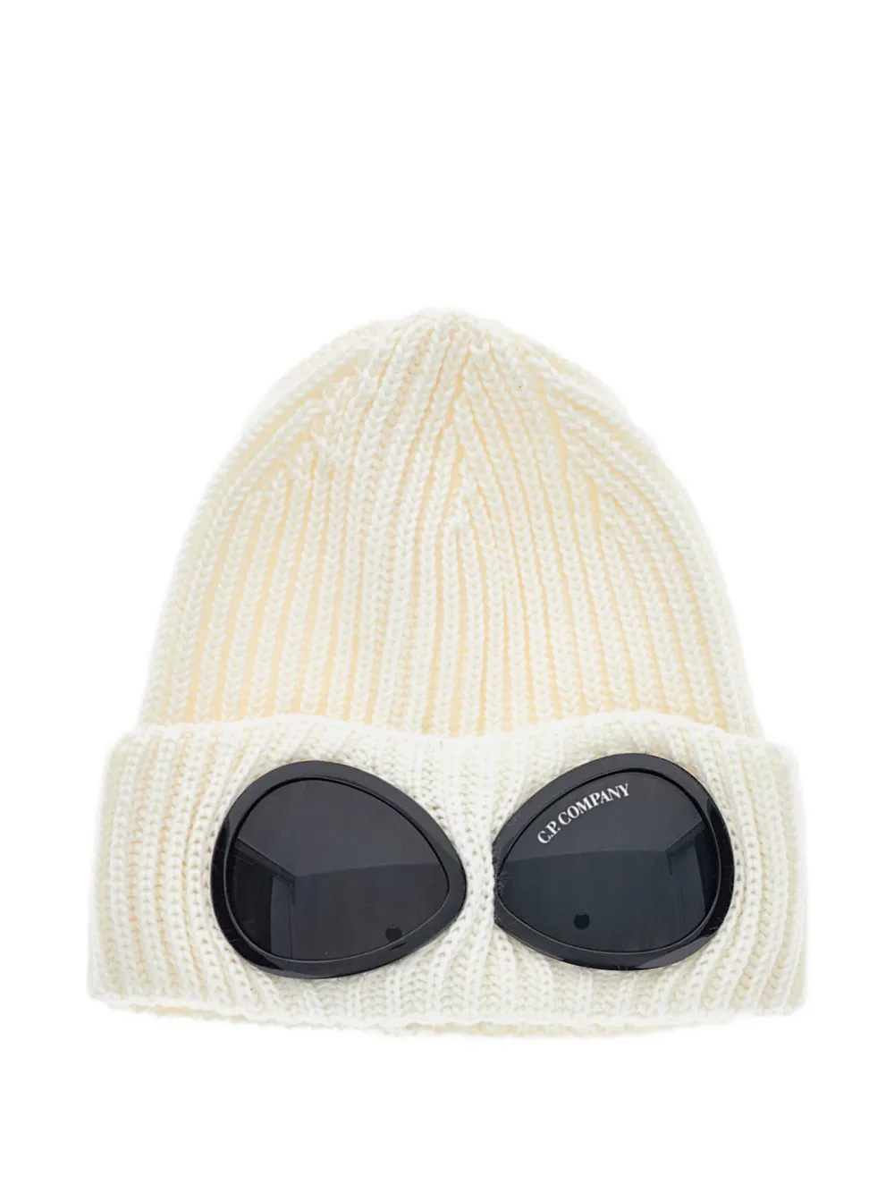 C.P. Company U16 goggle-detail ribbed beanie Beige