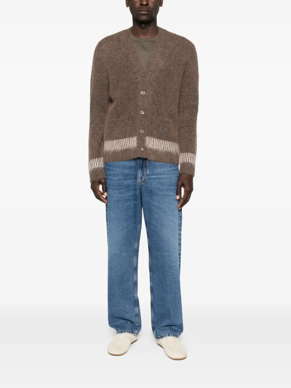 NN07 Russell 60012 vest met V-hals Bruin