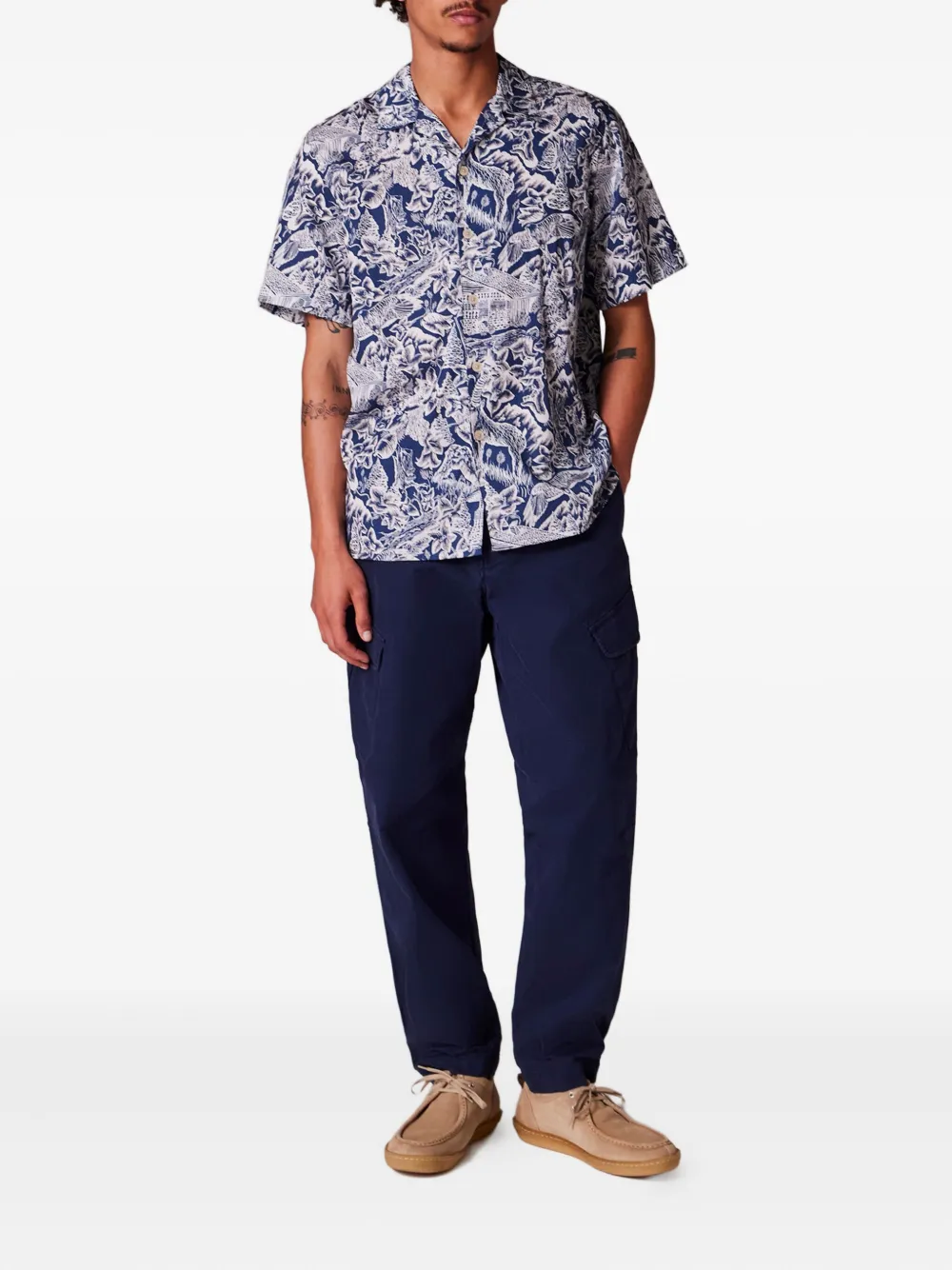 PS Paul Smith Overhemd met revere-kraag en Chalet-print - Blauw