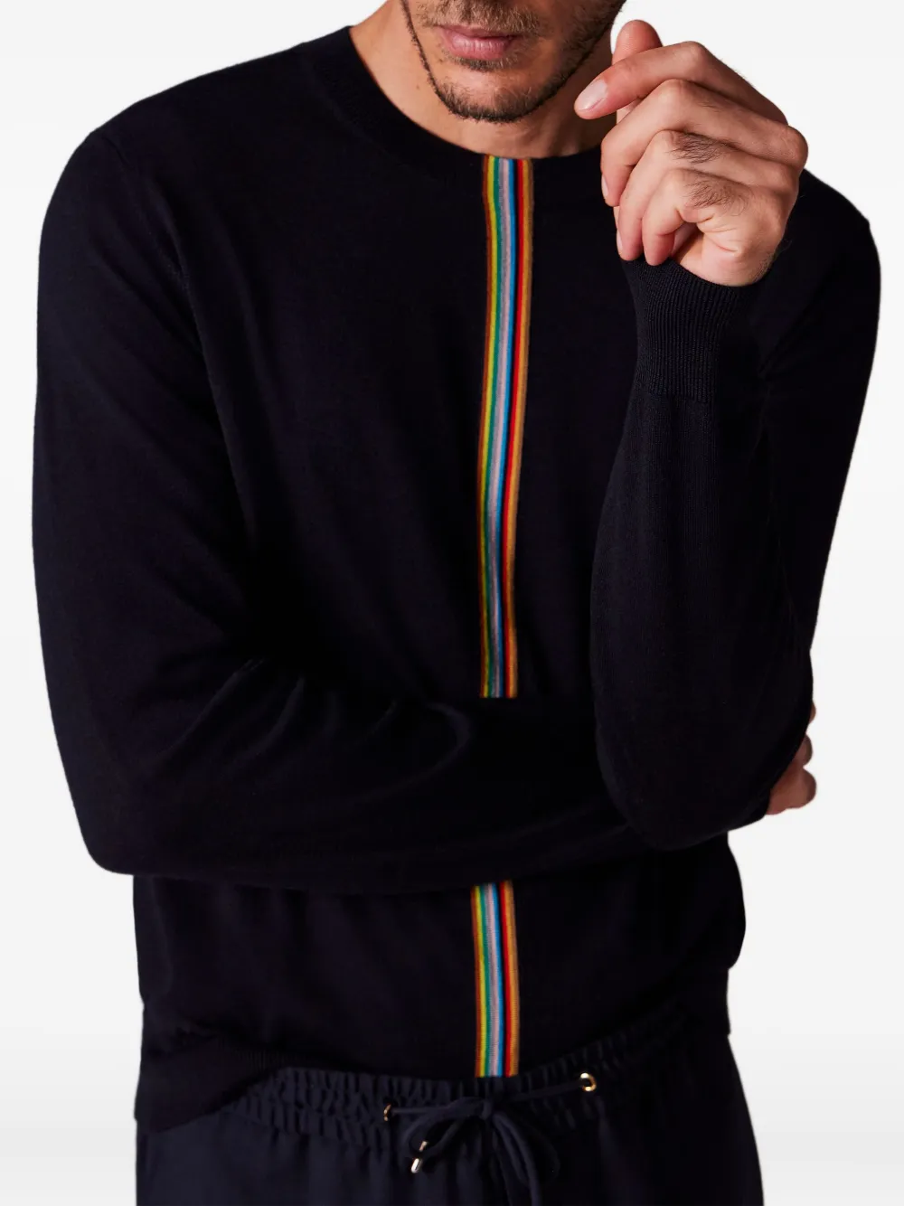 Paul Smith Signature Stripe Crew-neck Sweater In Black
