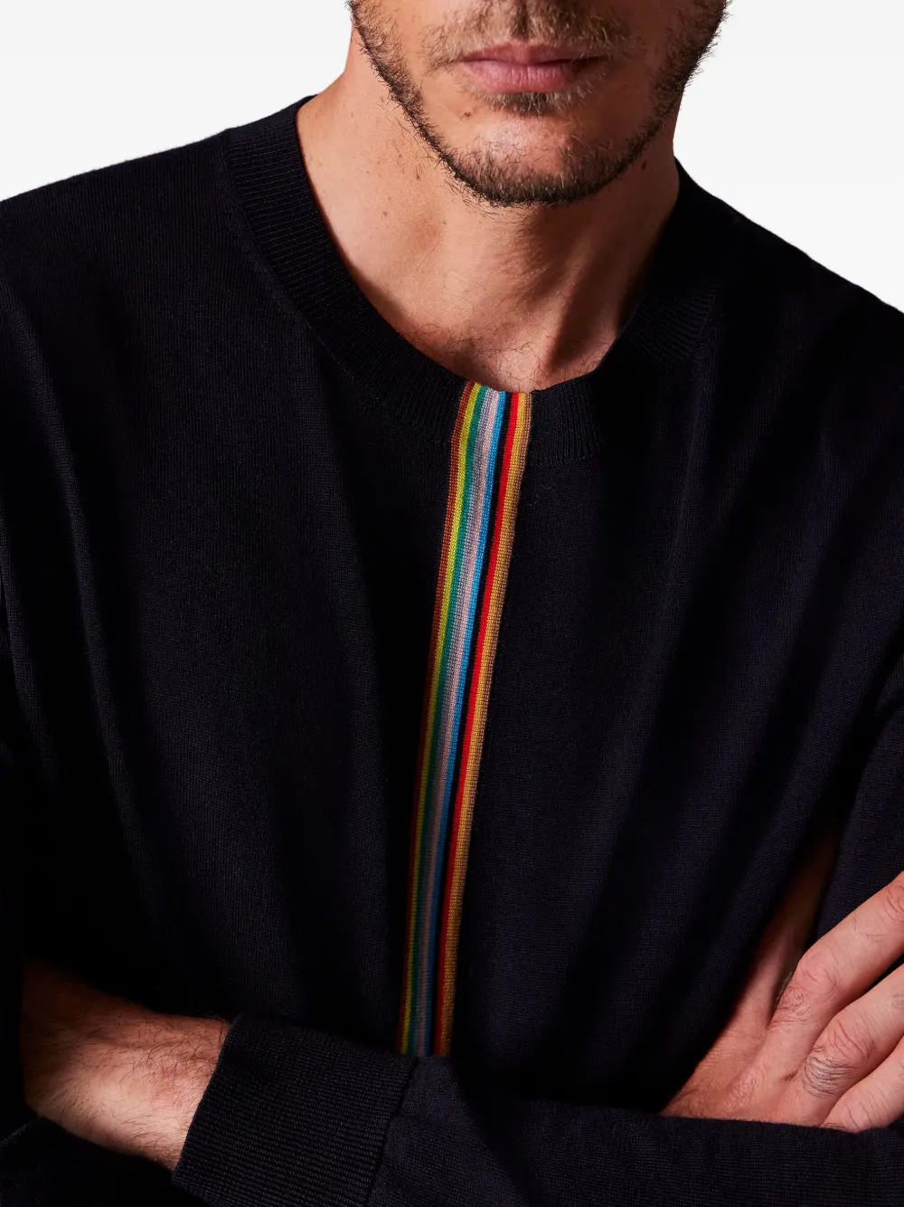 Paul Smith Signature Stripe Crew-neck Sweater In Black