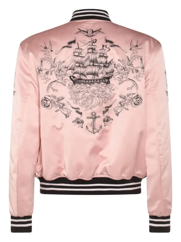 Alexander McQueen ローズエンブロイダリー サテンボンバージャケット