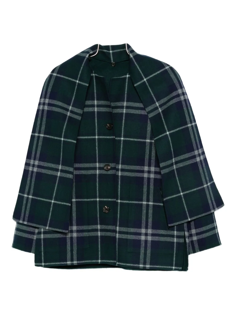 ALICIA AUDREY check button-down jacket | Green | Image 1