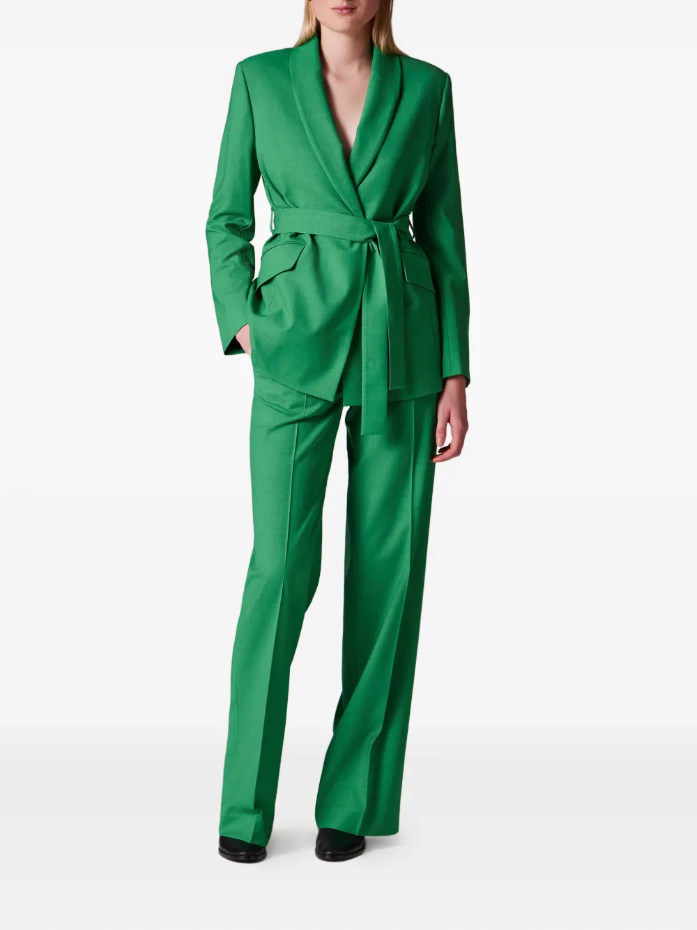 Paul Smith Belted Shawl-lapel Blazer In Green