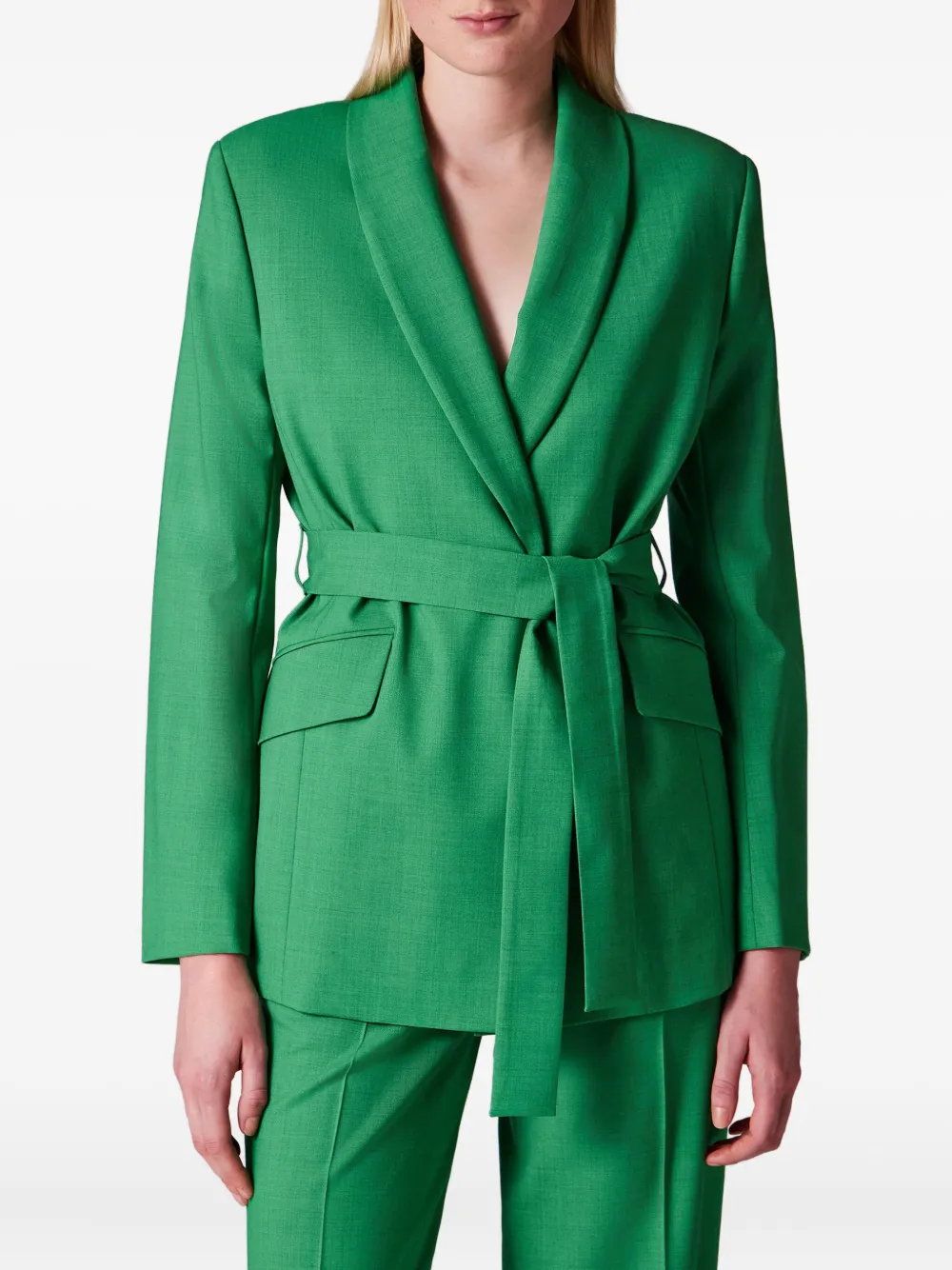 Paul Smith Belted Shawl-lapel Blazer In Green