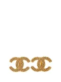 CHANEL Pre-Owned 1980-1990 Gold Plated CC Woven Clip On Earrings costume earrings