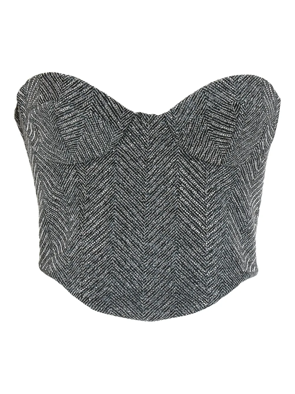 Ermanno Scervino rhinestone herringbone bustier top | Grey | Image 1