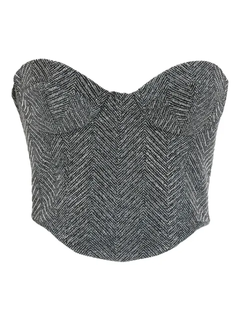 Ermanno Scervino rhinestone herringbone bustier top